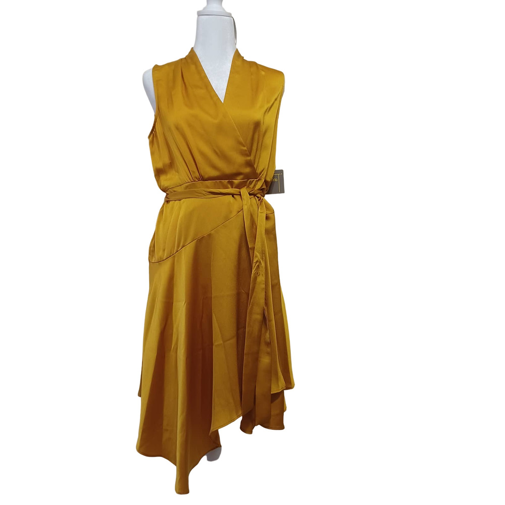 NWT Melonie T Gold Wrap Style Dress Size 10